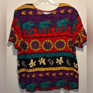 Jessica Howard Woman Vintage Elephant Sunflower Art to Wear Shoulder Pads SZ 20